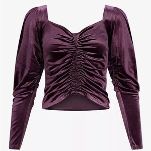 Express Purple Ruched Fitted Blouse